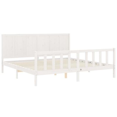 vidaXL Cadre de lit avec tête de lit blanc 200x200 cm bois massif