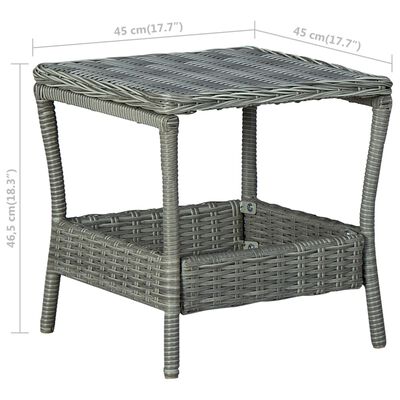 vidaXL Table de jardin Gris clair 45x45x46,5 cm Résine tressée