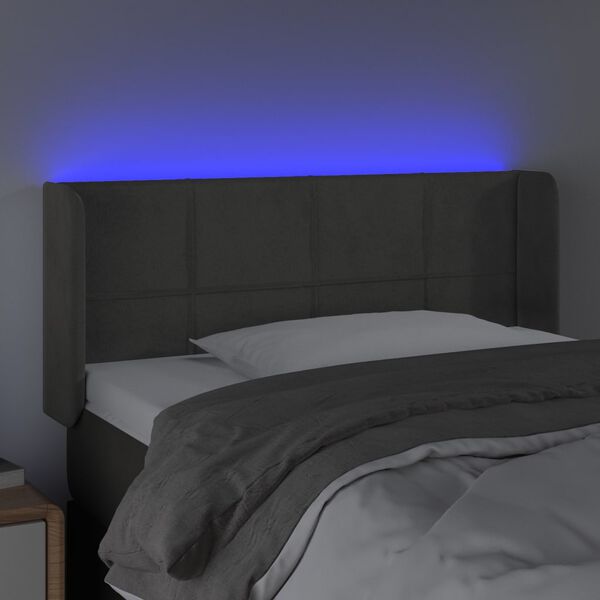 vidaXL T&ecirc;te de lit &agrave; LED Gris fonc&eacute; 83x16x78/88 cm Velours