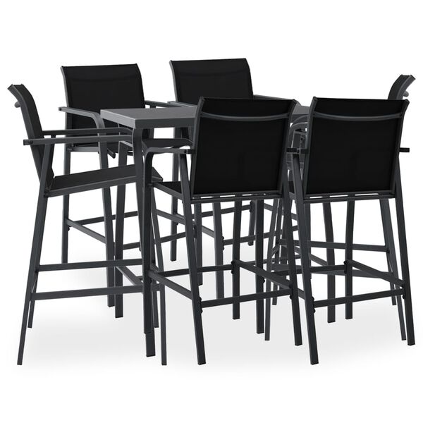 vidaXL Ensemble de bar de jardin 7 pcs Noir