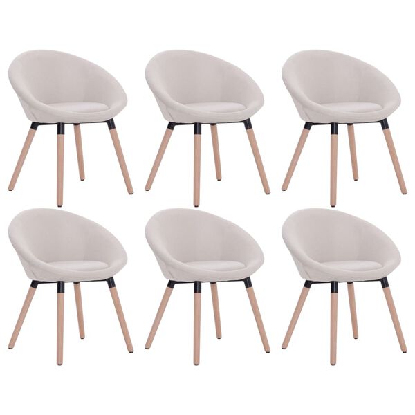 vidaXL Chaises &agrave; manger lot de 6 cr&egrave;me tissu
