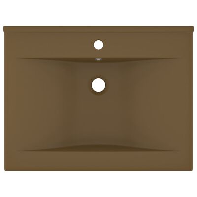 vidaXL Lavabo avec trou de robinet Crème mat 60x46 cm Céramique