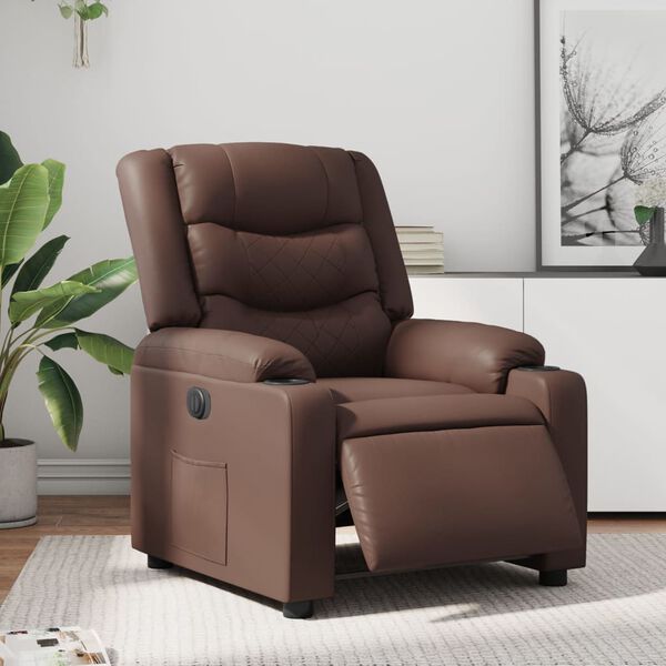 vidaXL Fauteuil inclinable &eacute;lectrique Marron Similicuir