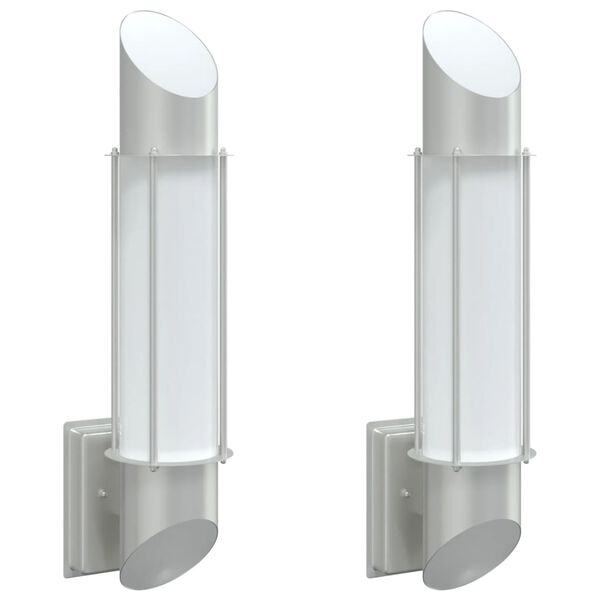 vidaXL Appliques murales d'ext&eacute;rieur 2pcs argent&eacute; acier inoxydable