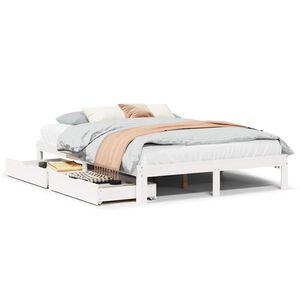 vidaXL Cadre de lit avec tiroirs sans matelas blanc 120x200 cm
