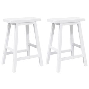 vidaXL Tabourets de bar (lot de 2) en bois massif blanc et caoutchouc