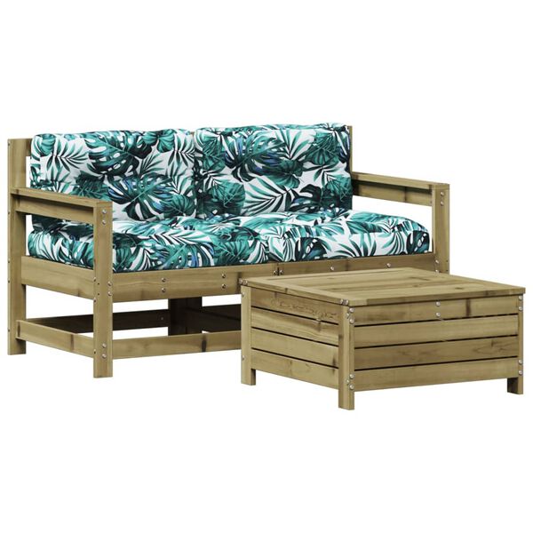 vidaXL Salon de jardin 3 pcs avec coussins bois de pin imprégné