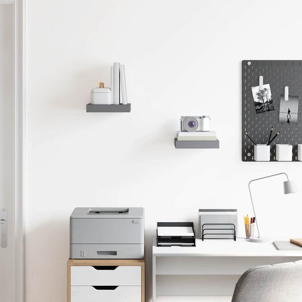 vidaXL &Eacute;tag&egrave;re murale flottante 2 pcs Gris brillant 23x23,5x3,8 cm MDF