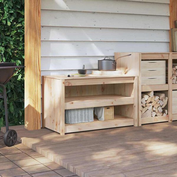 vidaXL Armoire de cuisine Marron 106 x 55 x 64 cm Bois de pin massif