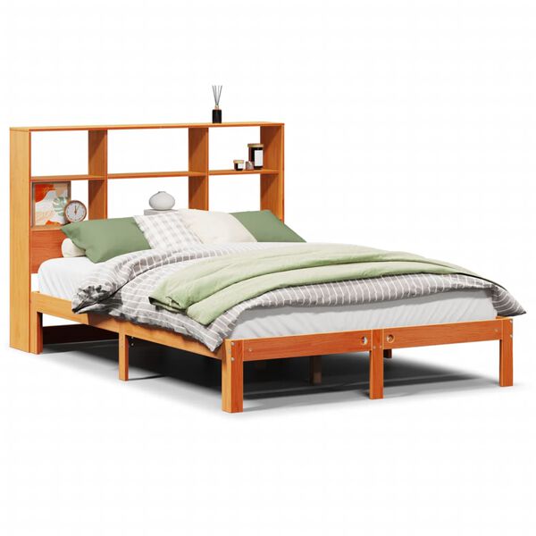 vidaXL Lit biblioth&egrave;que sans matelas cire marron 120x190cm pin massif