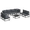 vidaXL Ensemble de canap&eacute; de jardin 9 pc Noir Aluminium