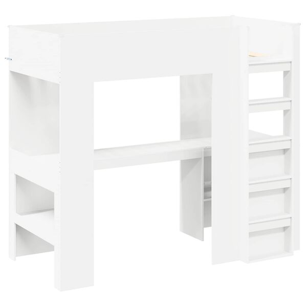 vidaXL Cadre de lit superpos&eacute; avec bureau Blanc 80 x 200 cm