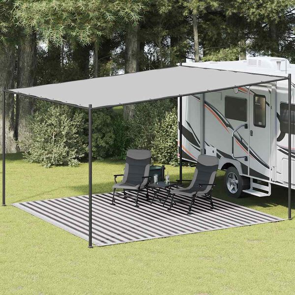 vidaXL Tapis de tente anthracite et blanc 400x400 cm PEHD