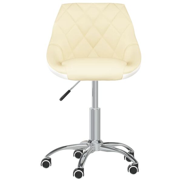 vidaXL Chaise de salle &agrave; manger pivotante Cr&egrave;me et blanc Similicuir