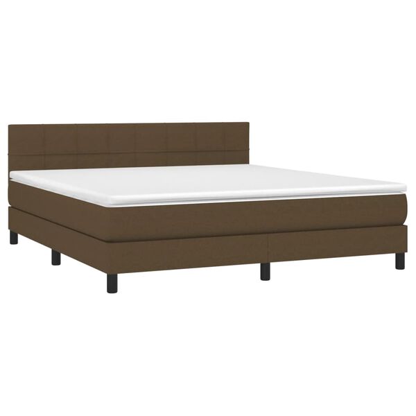 vidaXL Sommier &agrave; lattes de lit matelas et LED Marron fonc&eacute; 160x200 cm