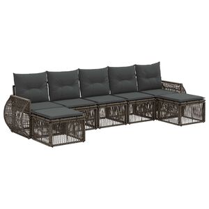 vidaXL Ensemble de canap&eacute; de jardin 7 pc Gris et Gris fonc&eacute; polyrotin