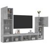 vidaXL Unit&eacute;s murales TV avec LED 4 pcs gris b&eacute;ton bois d'ing&eacute;nierie