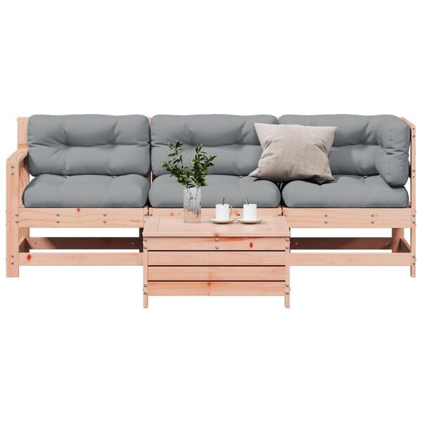 vidaXL Salon de jardin 4 pcs avec coussins bois massif douglas