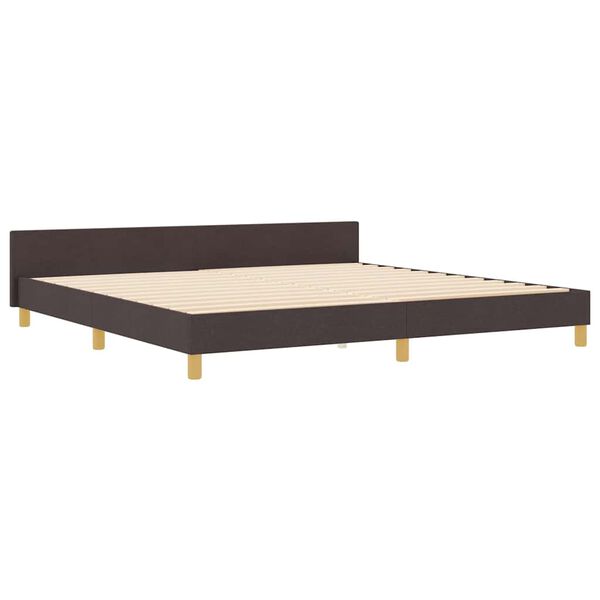 vidaXL Cadre de lit avec tête de lit Marron foncé 200 x 200 cm tissu
