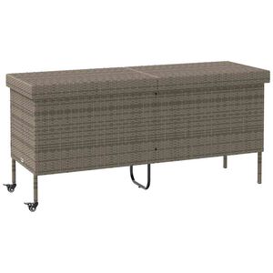vidaXL Bo&icirc;te de rangement de jardin et roues gris r&eacute;sine tress&eacute;e