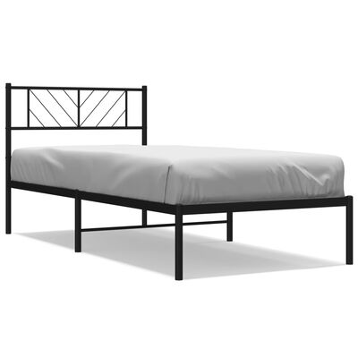 vidaXL Cadre de lit métal sans matelas avec tête de lit noir 100x190cm