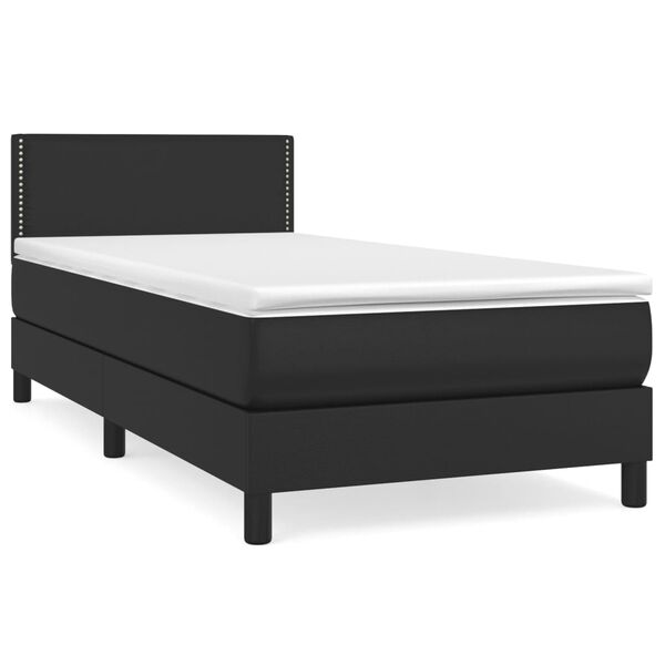 vidaXL Sommier &agrave; lattes de lit avec matelas Noir 80x200cm Similicuir