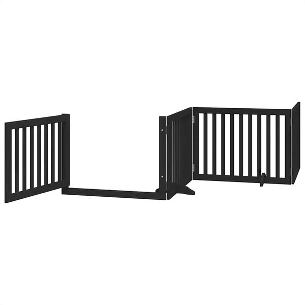 vidaXL Barri&egrave;re pour chien porte pliable 10panneaux noir bois peuplier