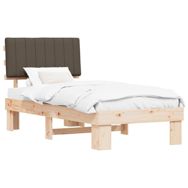 vidaXL Cadre de lit avec t&ecirc;te de lit rembourr&eacute;e Taupe 90 x 190 cm
