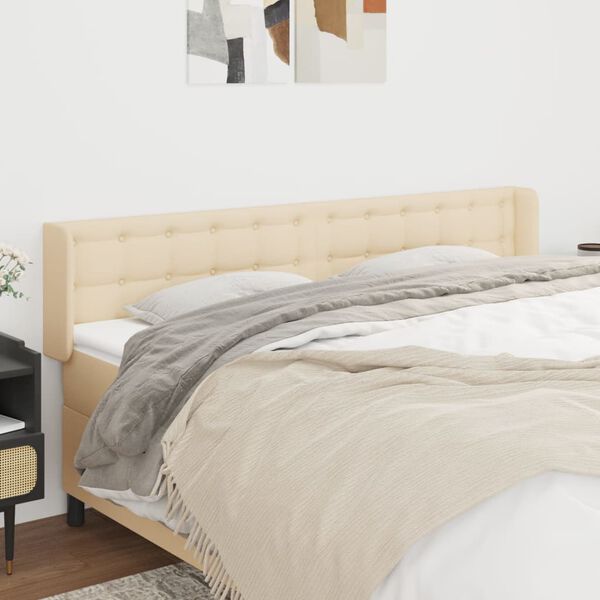 vidaXL T&ecirc;te de lit avec oreilles Cr&egrave;me 183x16x78/88 cm Tissu