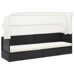 vidaXL Canap&eacute; de jardin avec auvent Noir R&eacute;sine tress&eacute;e