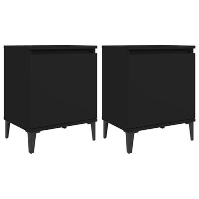 vidaXL Tables de chevet avec pieds en métal noir 40x30x50 cm