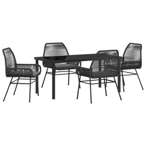 vidaXL Ensemble de salle &agrave; manger pour jardin 5 pcs Noir polyrotin