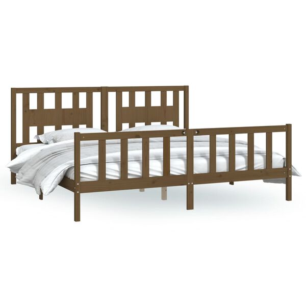 vidaXL Cadre de lit sans matelas marron miel bois pin massif 200x200cm