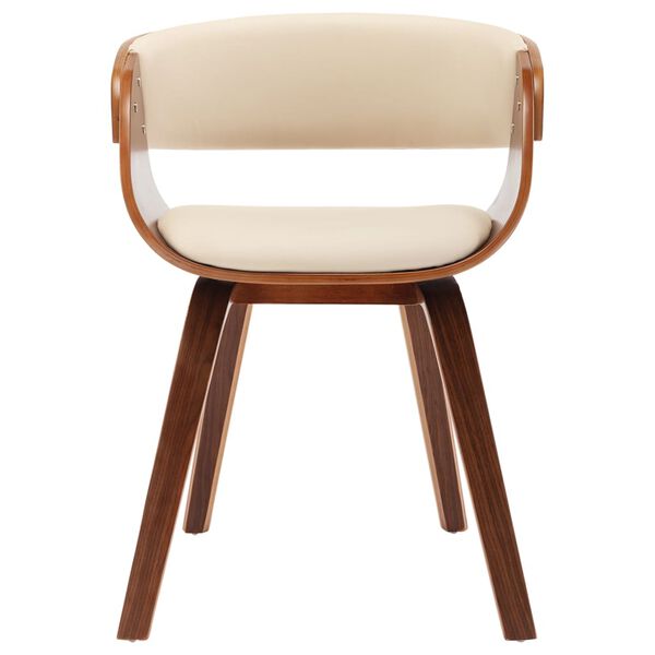 vidaXL Chaises &agrave; manger lot de 4 cr&egrave;me bois courb&eacute; et similicuir