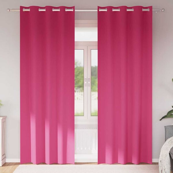 vidaXL Rideaux occultants avec anneaux 2 pcs Rose vif 225 x 140 cm