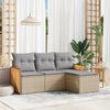 vidaXL Salon de jardin avec coussins 4 pcs beige r&eacute;sine tress&eacute;e
