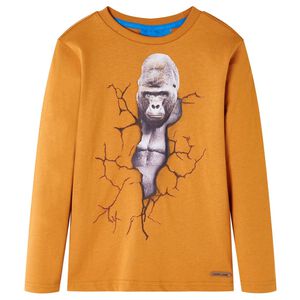 vidaXL T-shirt enfants &agrave; manches longues ocre fonc&eacute; 104