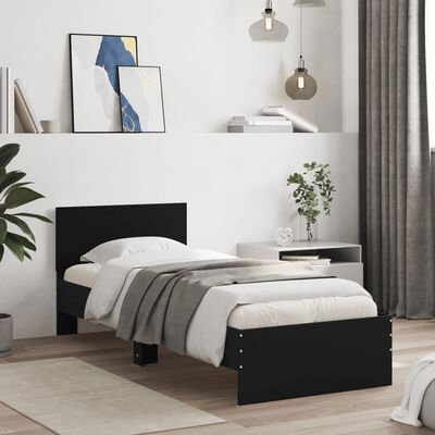 vidaXL Cadre de lit sans matelas avec lumières LED noir 90x190 cm