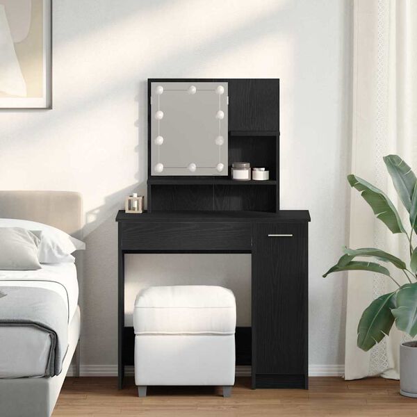 vidaXL Table de Toilette avec tiroir Chêne noir 86.5 x 35 x 136 cm