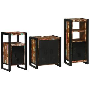 vidaXL Ensemble de mobilier de salle de bain 3 pc Multicolore et noir
