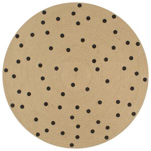 vidaXL Tapis fait &agrave; la main Jute avec imprim&eacute; &agrave; pois 120 cm