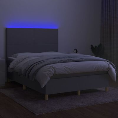 vidaXL Sommier à lattes de lit et matelas et LED Gris clair 140x190 cm