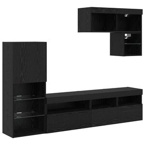 vidaXL Meubles TV muraux 6 pc Ch&ecirc;ne noir Bois d'ing&eacute;nierie