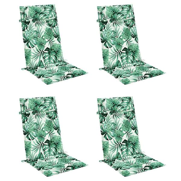 vidaXL Coussins de chaise &agrave; dossier haut lot de 4 mod&egrave;le de feuille