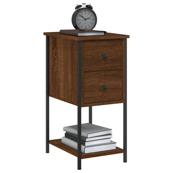 vidaXL Tables de chevet 2pcs ch&ecirc;ne marron 32x42x70cm Bois d'ing&eacute;nierie