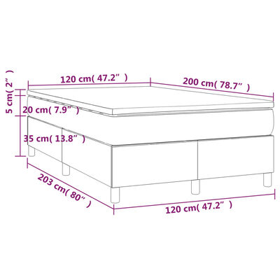 vidaXL Sommier à lattes de lit avec matelas Taupe 120x200 cm Tissu