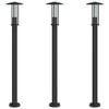 vidaXL Lampadaires d'ext&eacute;rieur 3 pcs noir 100 cm acier inoxydable