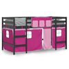 vidaXL Lit mezzanine enfants avec rideaux sans matelas rose 90x190 cm