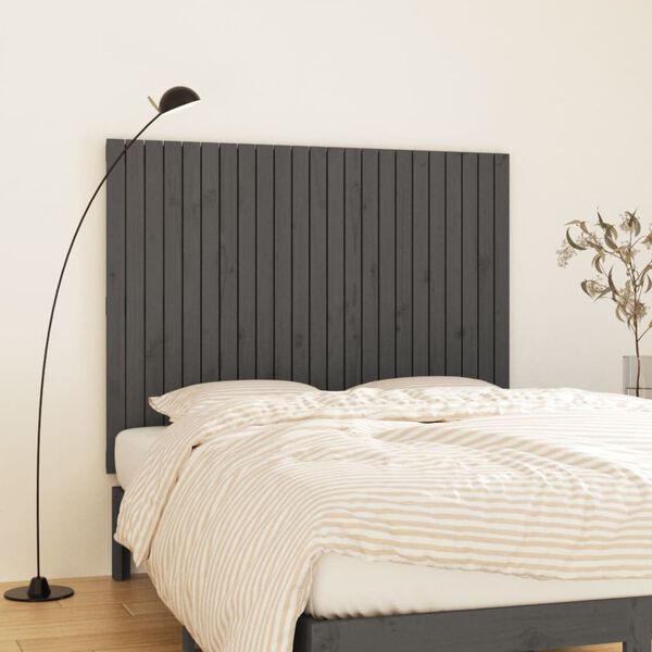 vidaXL T&ecirc;te de lit murale Gris 146,5x3x110 cm Bois massif de pin
