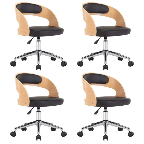 vidaXL Chaises pivotantes &agrave; manger lot de 4 bois courb&eacute; et similicuir